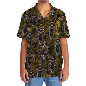 Camouflage German Shorthaired Pointer Running With Mourning Dove Hawaiian Shirt