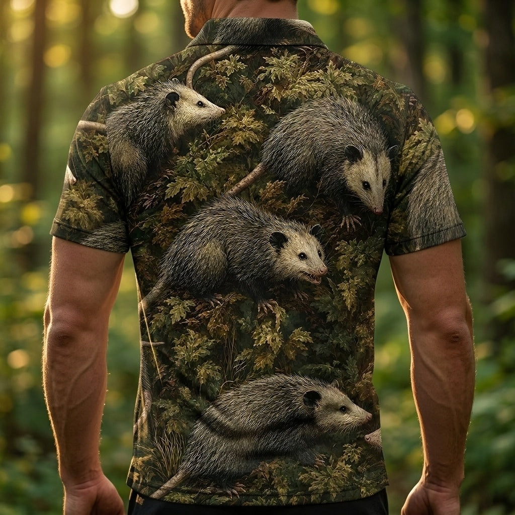 Wild Opossum Vintage Pattern Men Polo Shirt