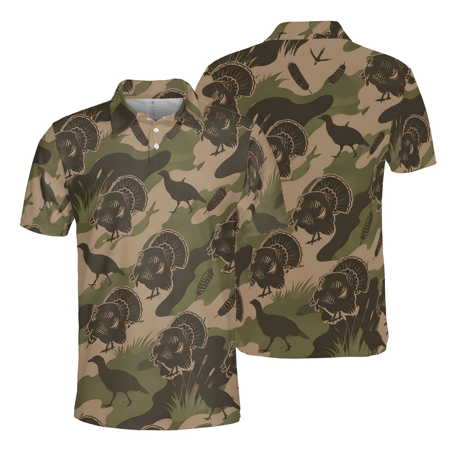 Vintage Camouflage Wild Turkey Hunting Polo For Men