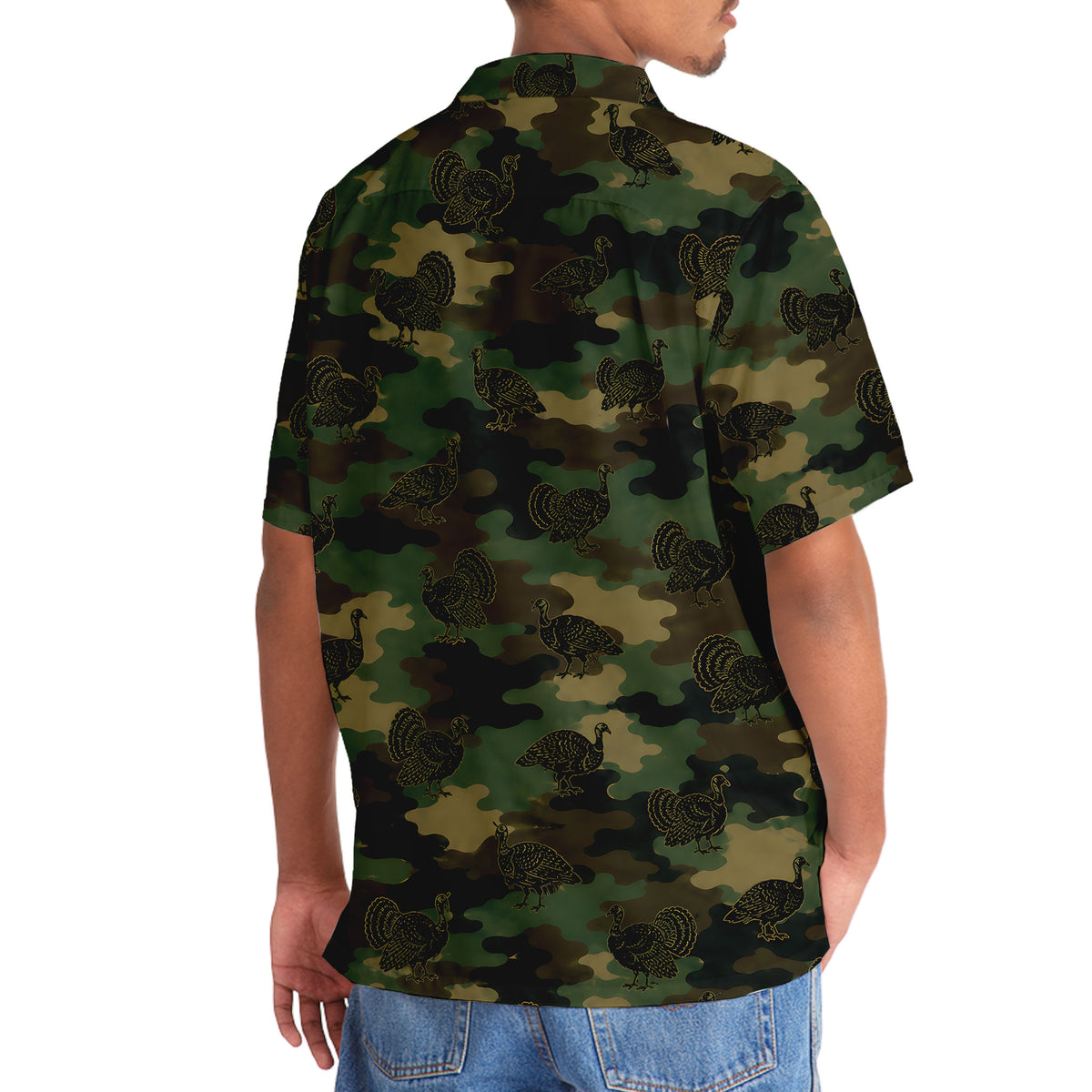 Wild Turkey Camouflage Millitary Hawaiian Shirt