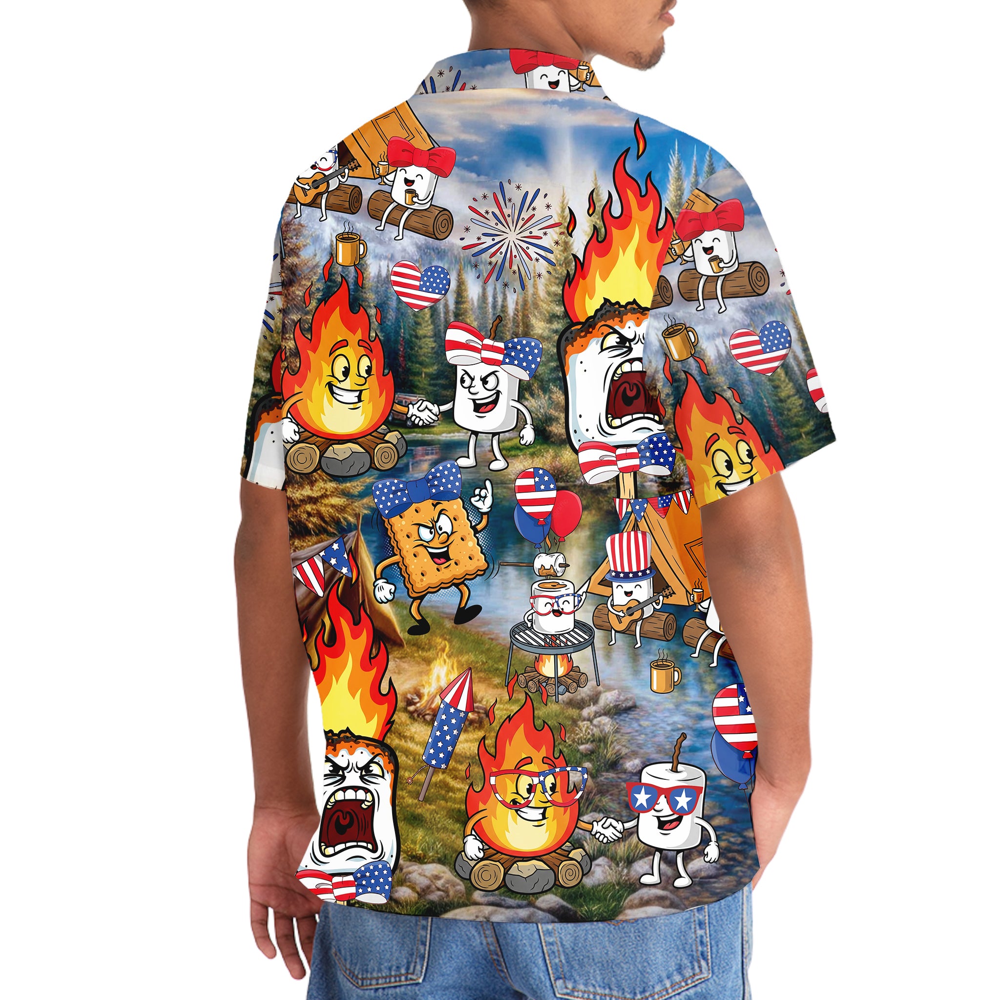 America Patriot Burnt Marshmallow Hawaiian Shirt