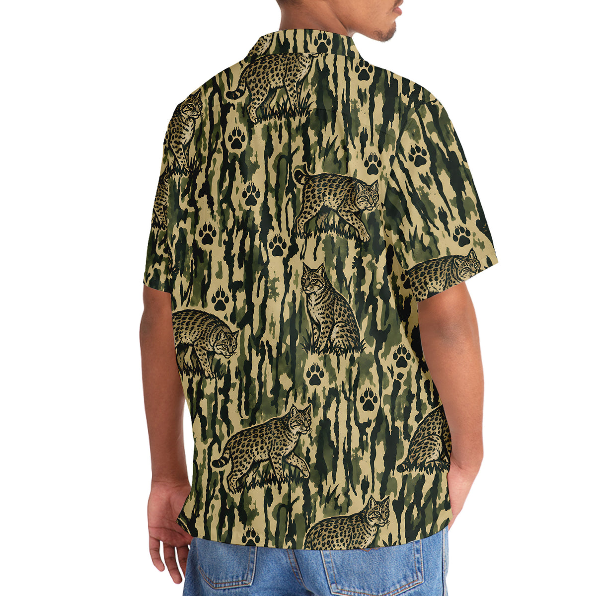 Bobcat Stripe Camouflage Hawaiian Shirt