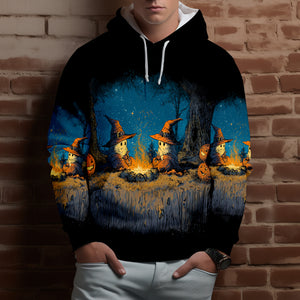 Spooky Pumpkin Campfire Night All Over Print Shirt