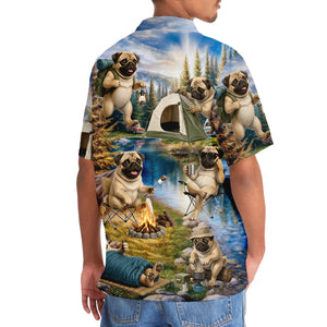 Pug Dog Funny Camping Hawaiian Shirt