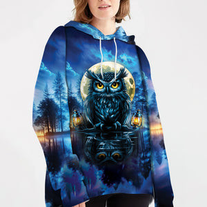 Owl In Dark Night Fantasy Art All Over Print Shirt