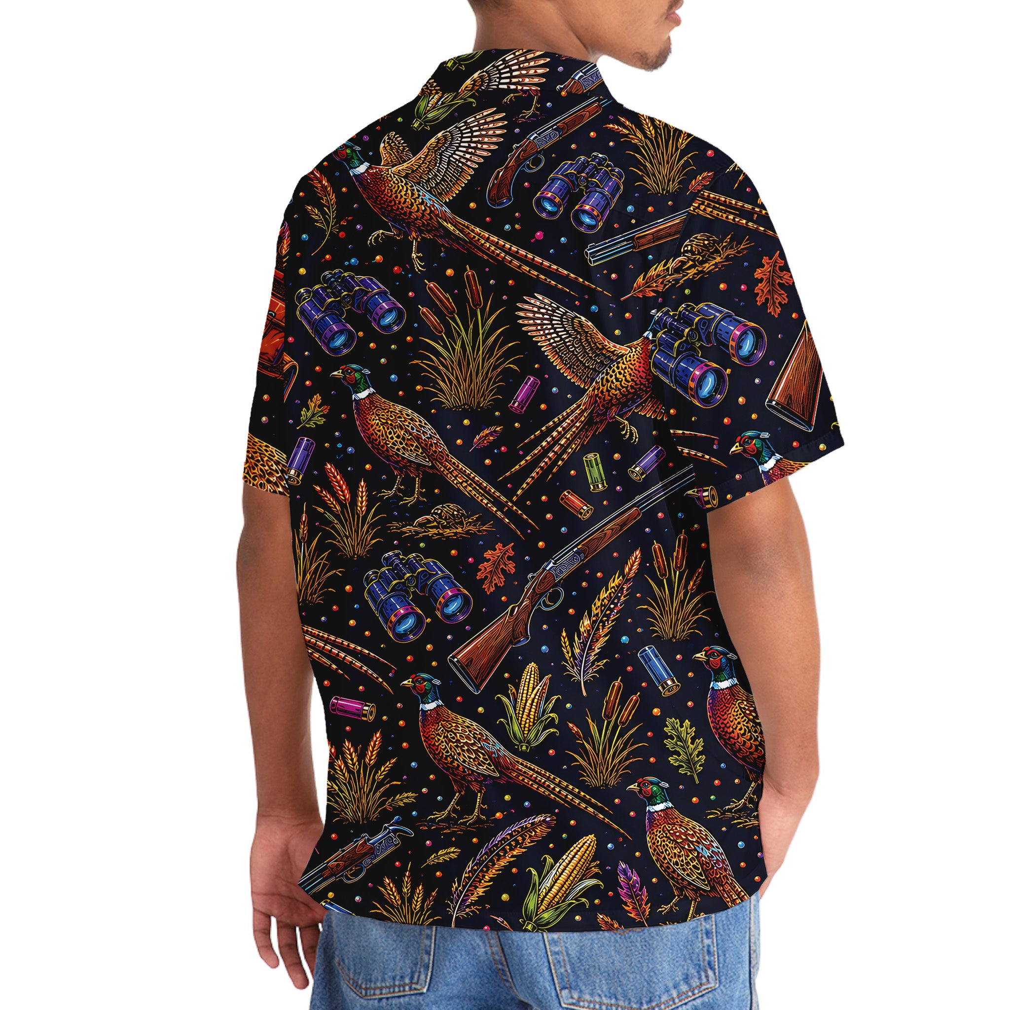 Pheasant Hunting Graphic Pattern Hawaiian Shirt