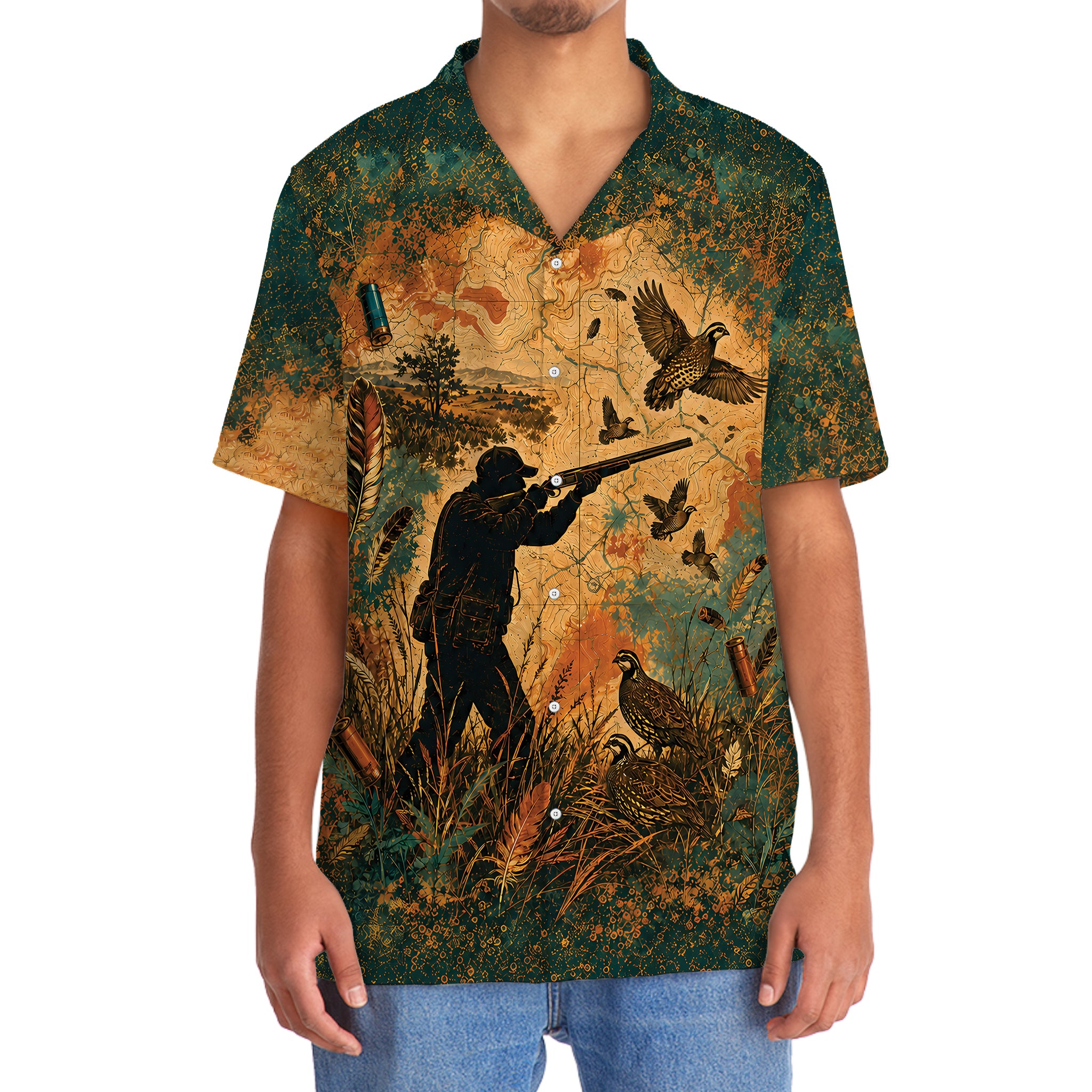 Vintage Quail Hunter Distressed Hawaiian Shirt