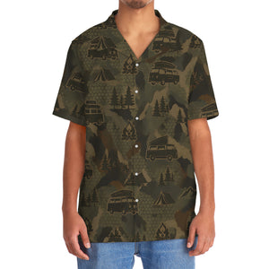 Camper Van Hippie Car Camping Camouflage Hawaiian Shirt