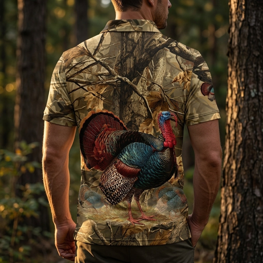 Turkey Hunting Camo Polo Men Shirt