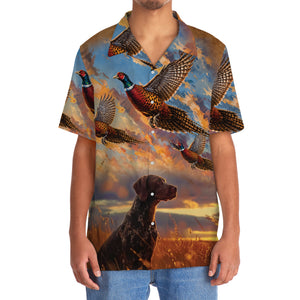 Pheasant Hunting with German Shorthaired Pointer Hawaiian Shirt