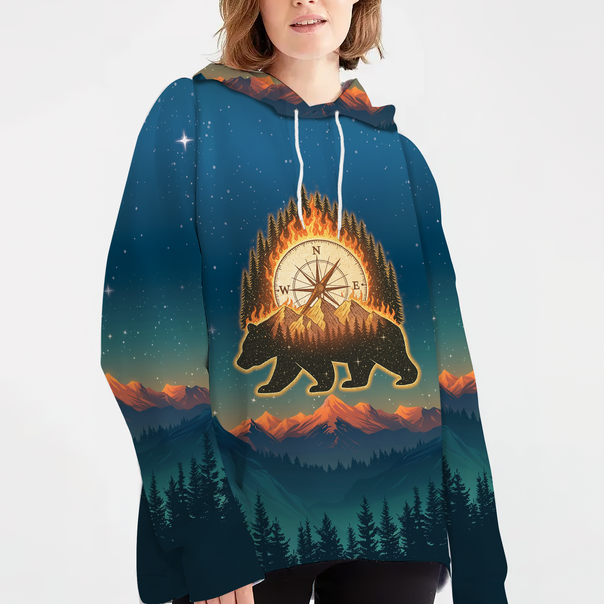 Bear Camp I Hate People  Mountain Night Forest All Over Print Shirt