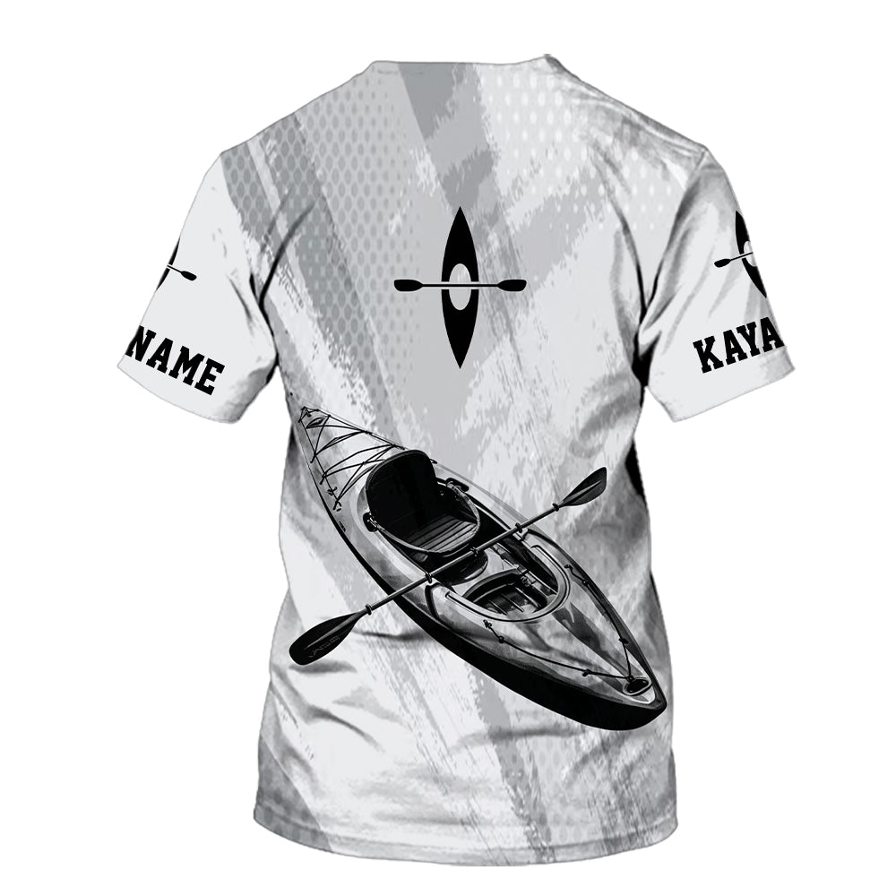 Custom Name Kayaking Black And White All Over Print Shirt