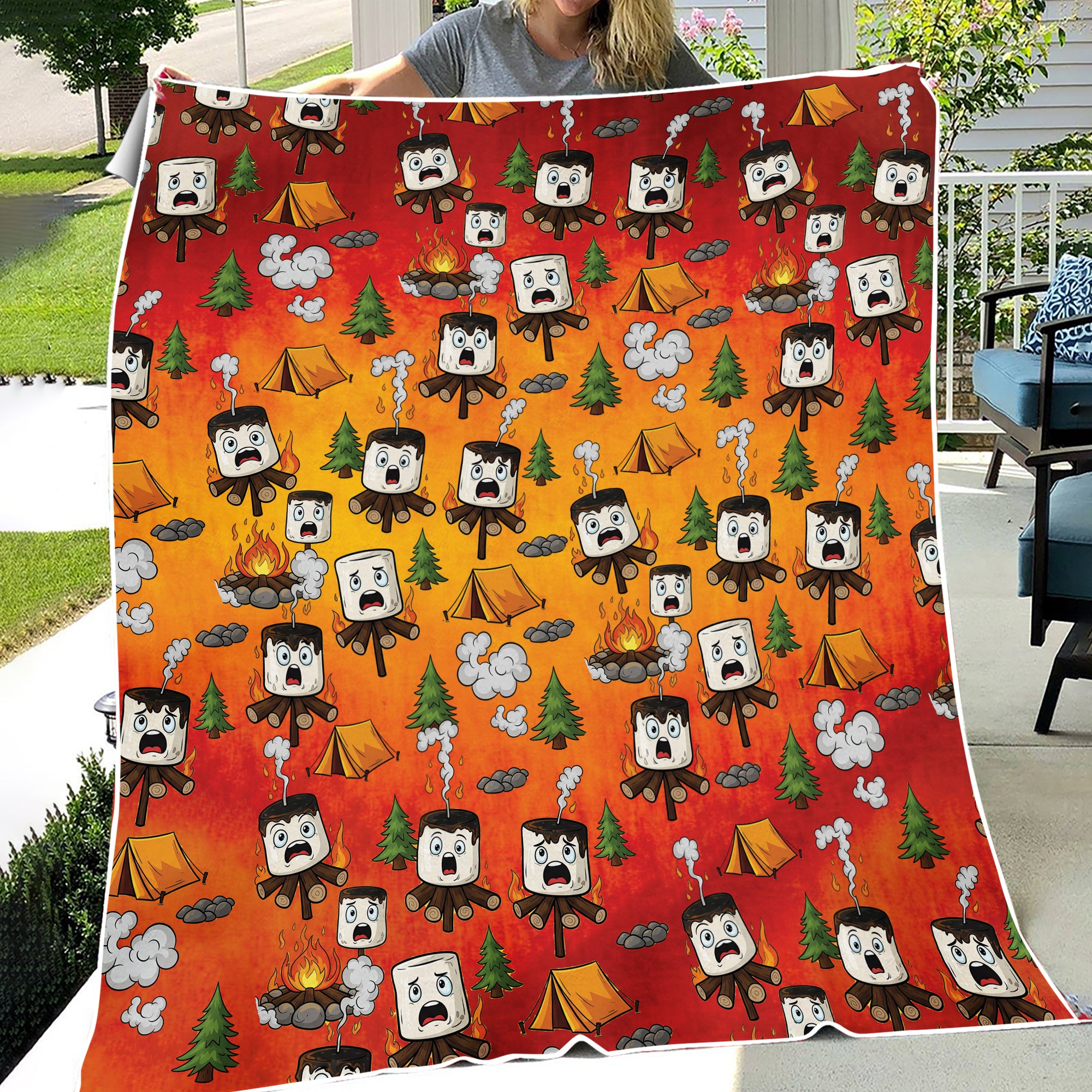Burnt Marshmallow Camping Fleece Blanket Collection