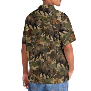 Feral Hog Woodland Hunting Camo Hawaiian Shirt