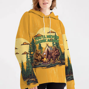 Bigfoot and Bear You'll Never Drink Alone All Over Print Shirt