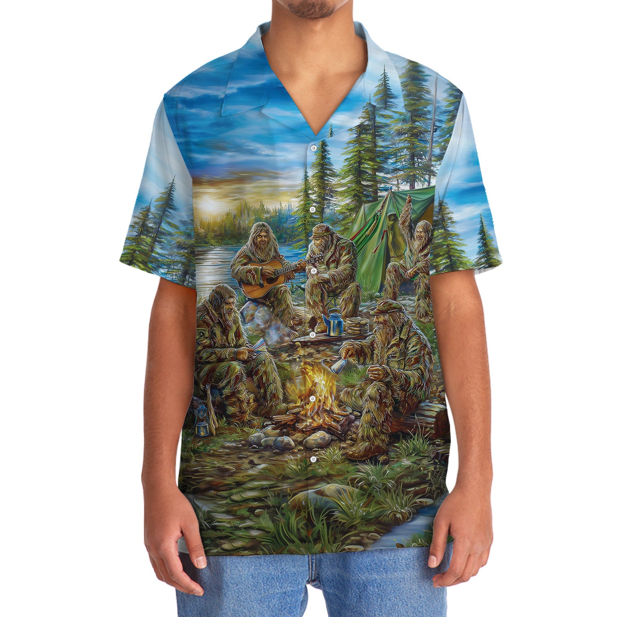 Camping In The Wild Vintage Art Hawaiian Shirt