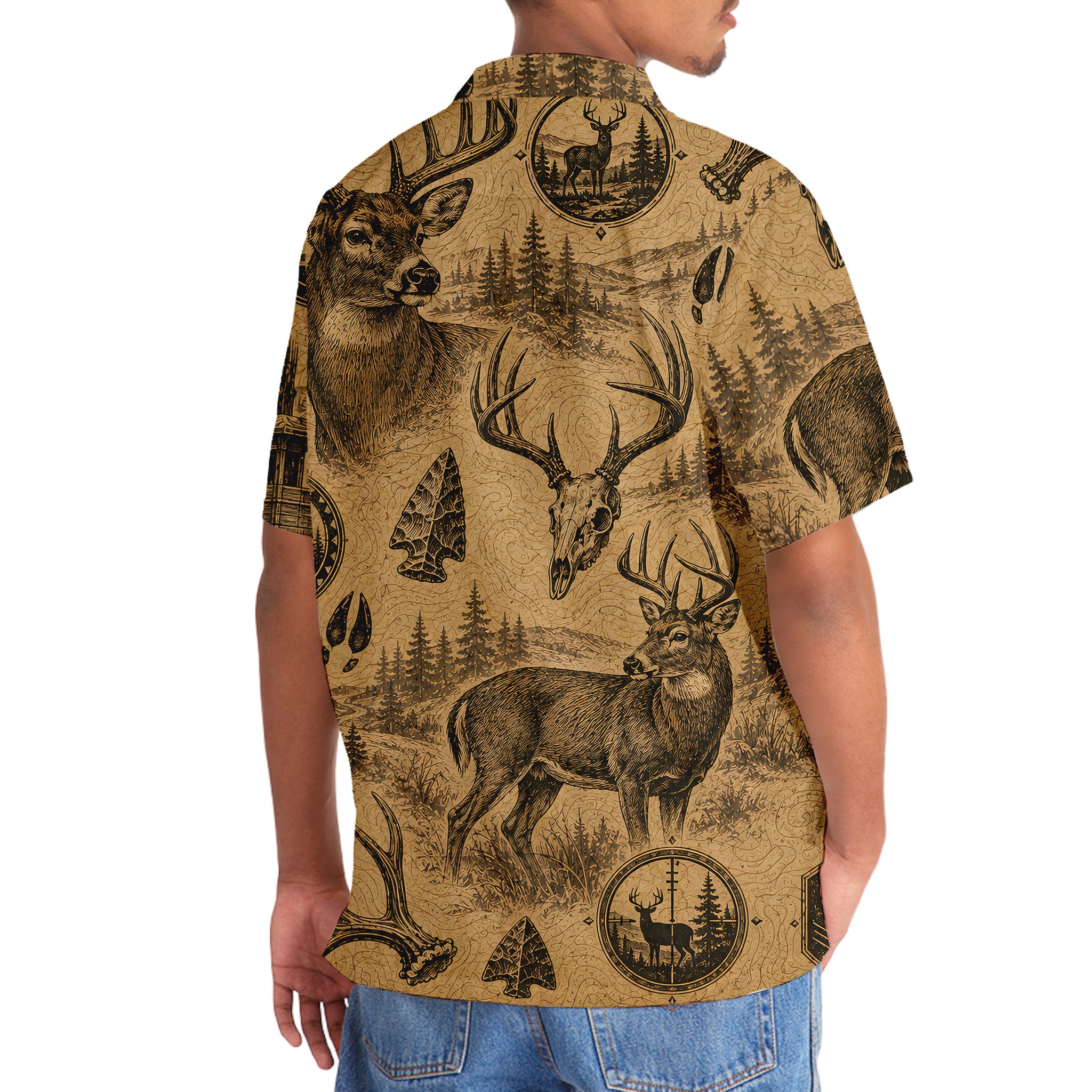Deer Hunting Vintage Artwork Hawaiian Shirt