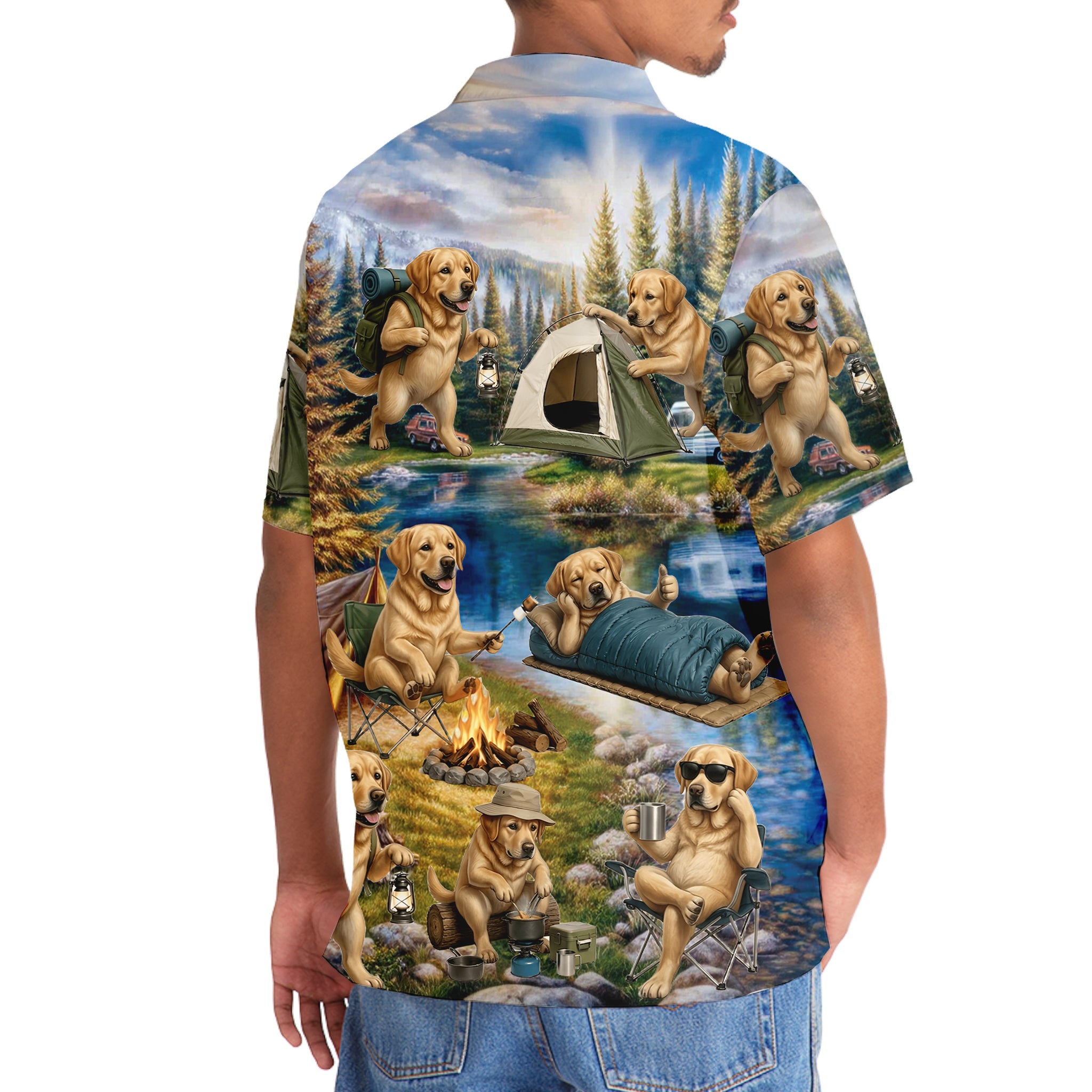 Labrador Retriever Dog Funny Camping Hawaiian Shirt
