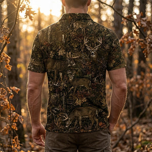 Deer Hunting Forest Camouflage Men Polo Shirt