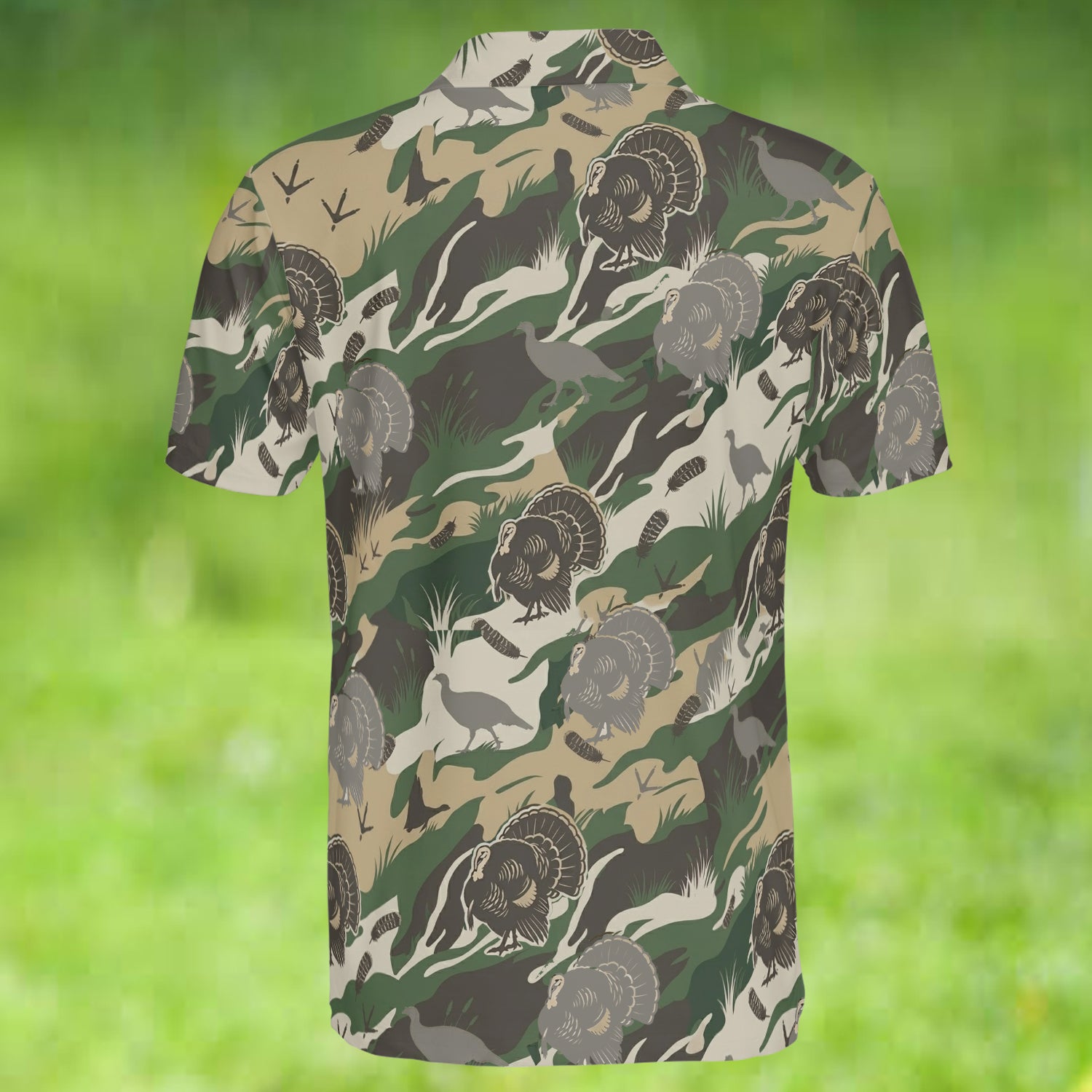 Outdoor Turkey Hunting Camo Print Graphic Polo For Men