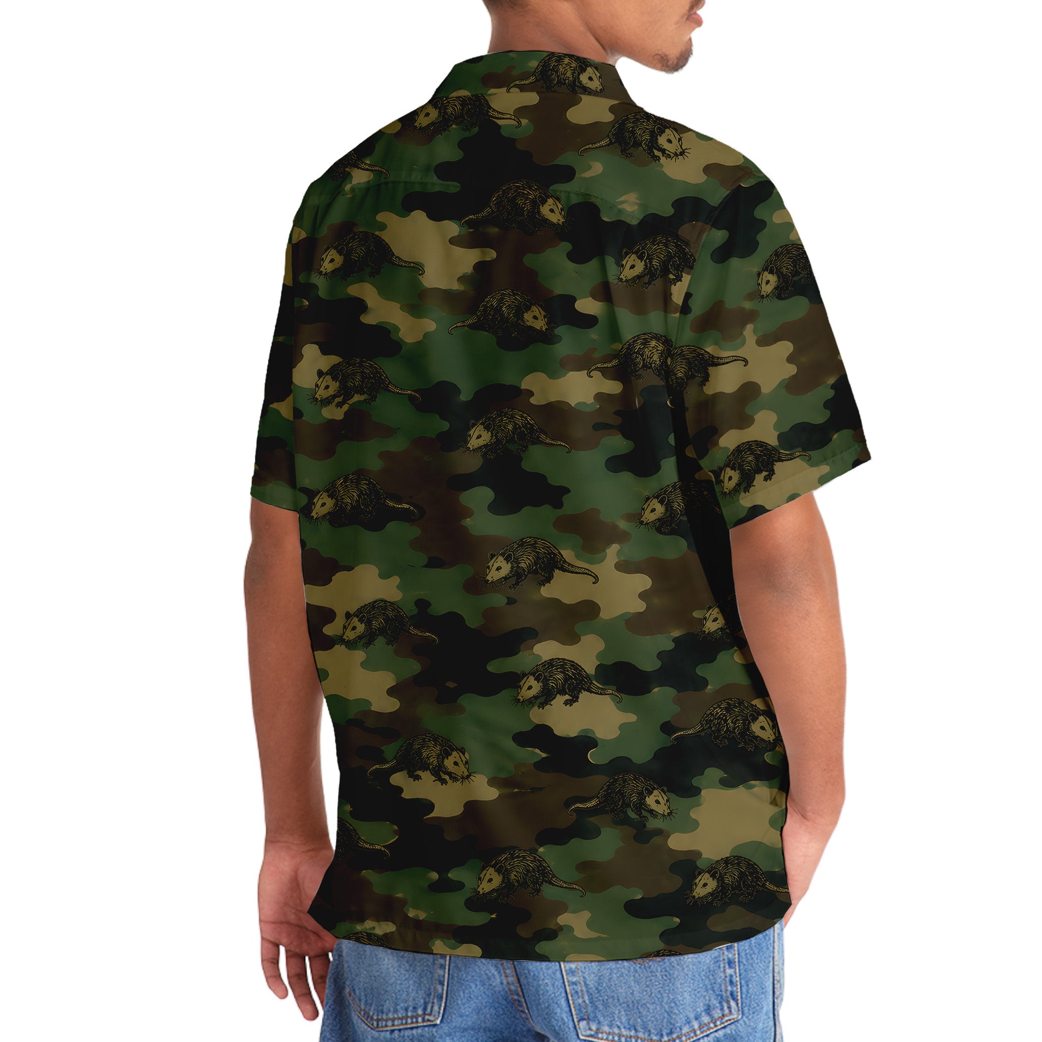 Opossum Camouflage Millitary Hawaiian Shirt