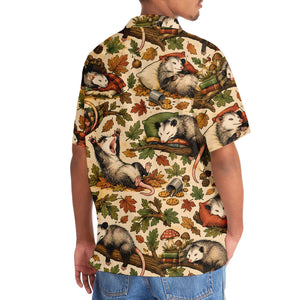Cozy Woodland Opossum Pattern Hawaiian Shirt