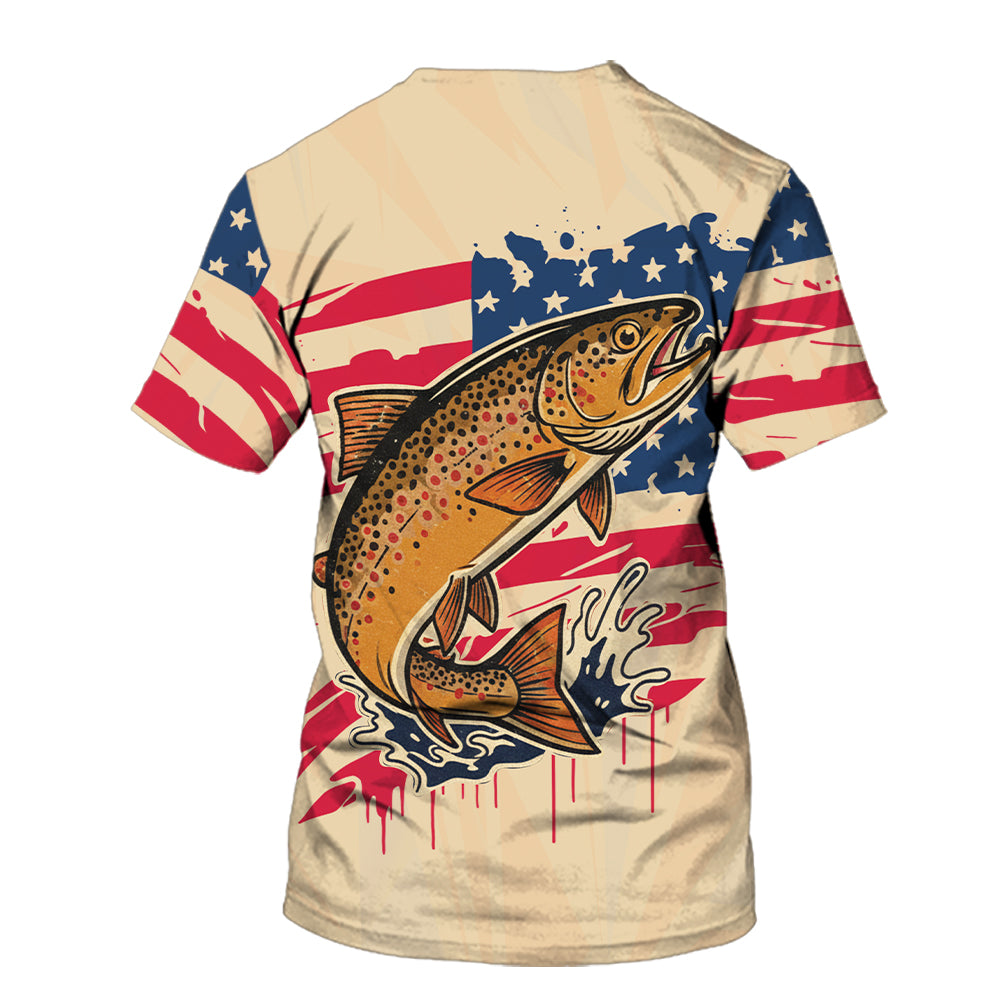 Vintage America Custom Name Trout Fishing All Over Print Shirt