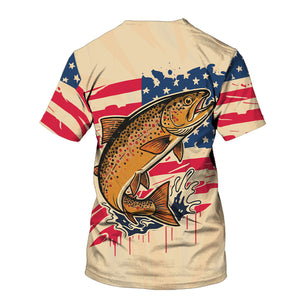 Vintage America Custom Name Trout Fishing All Over Print Shirt