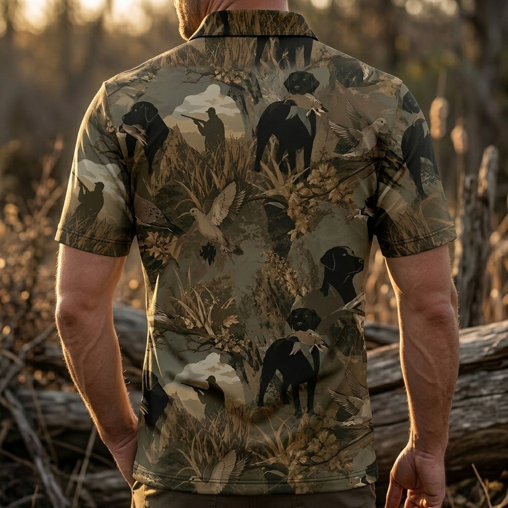 Mourning Dove Retriever Camouflage Polo Men Shirt