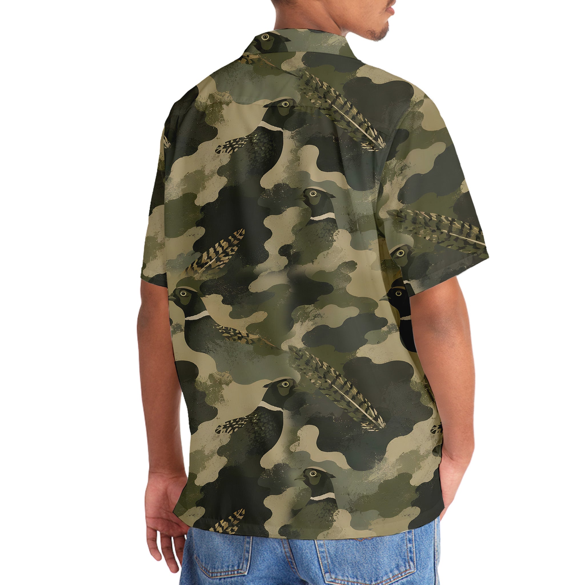 Pheasant Camouflage Ring Necked Pattern Hawaiian Shirt