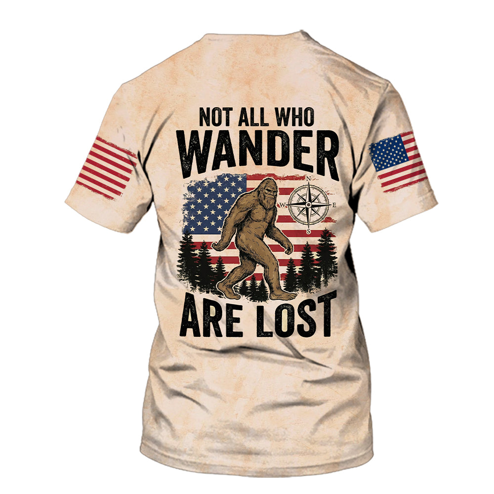 Vintage Bigfoot Not All Who Wander Are Lost All Over Print Shirt