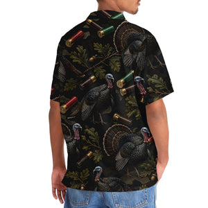 Vintage Turkey Hunting Camouflage Black Hawaiian Shirt