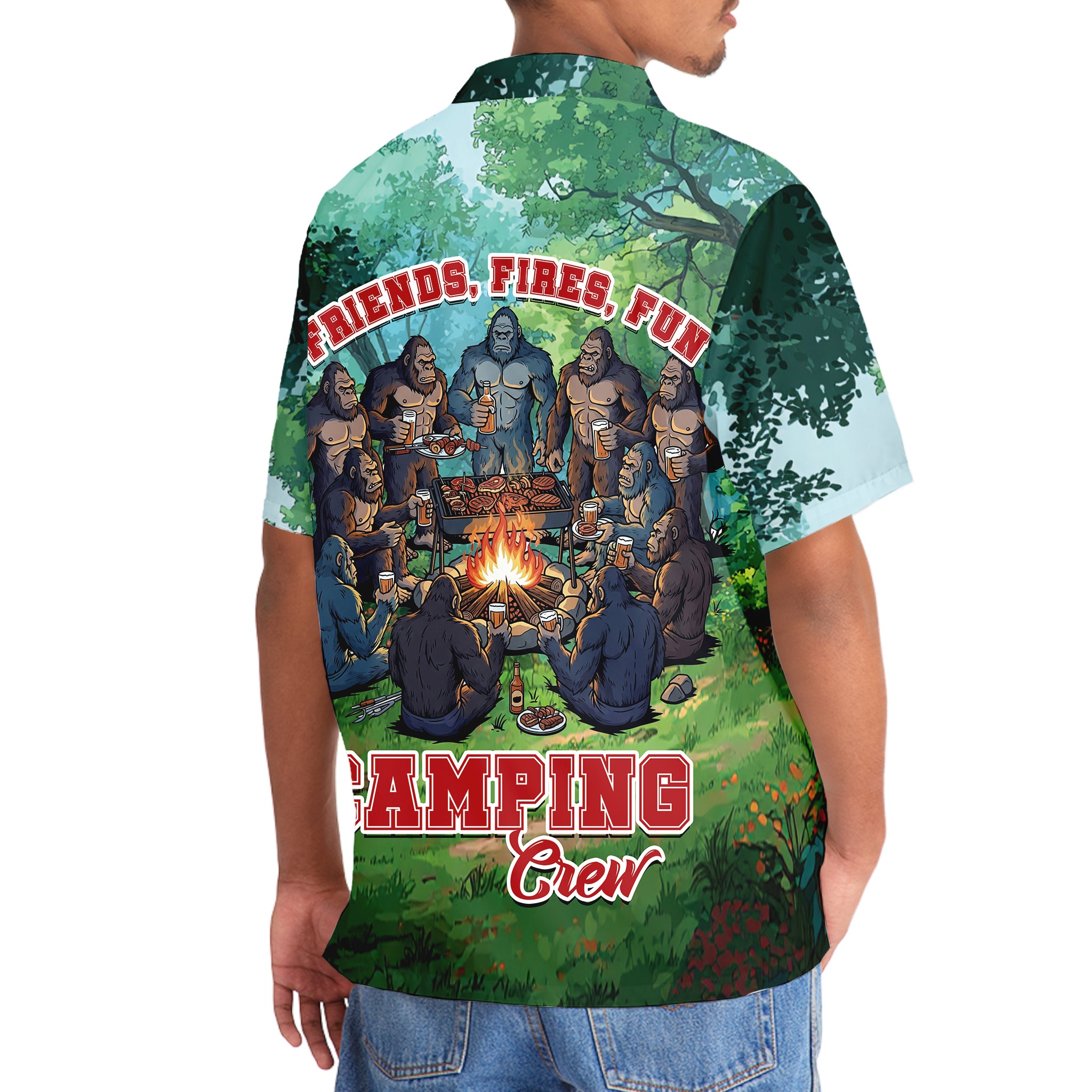 Bigfoot Camping Crew Hawaiian Shirt