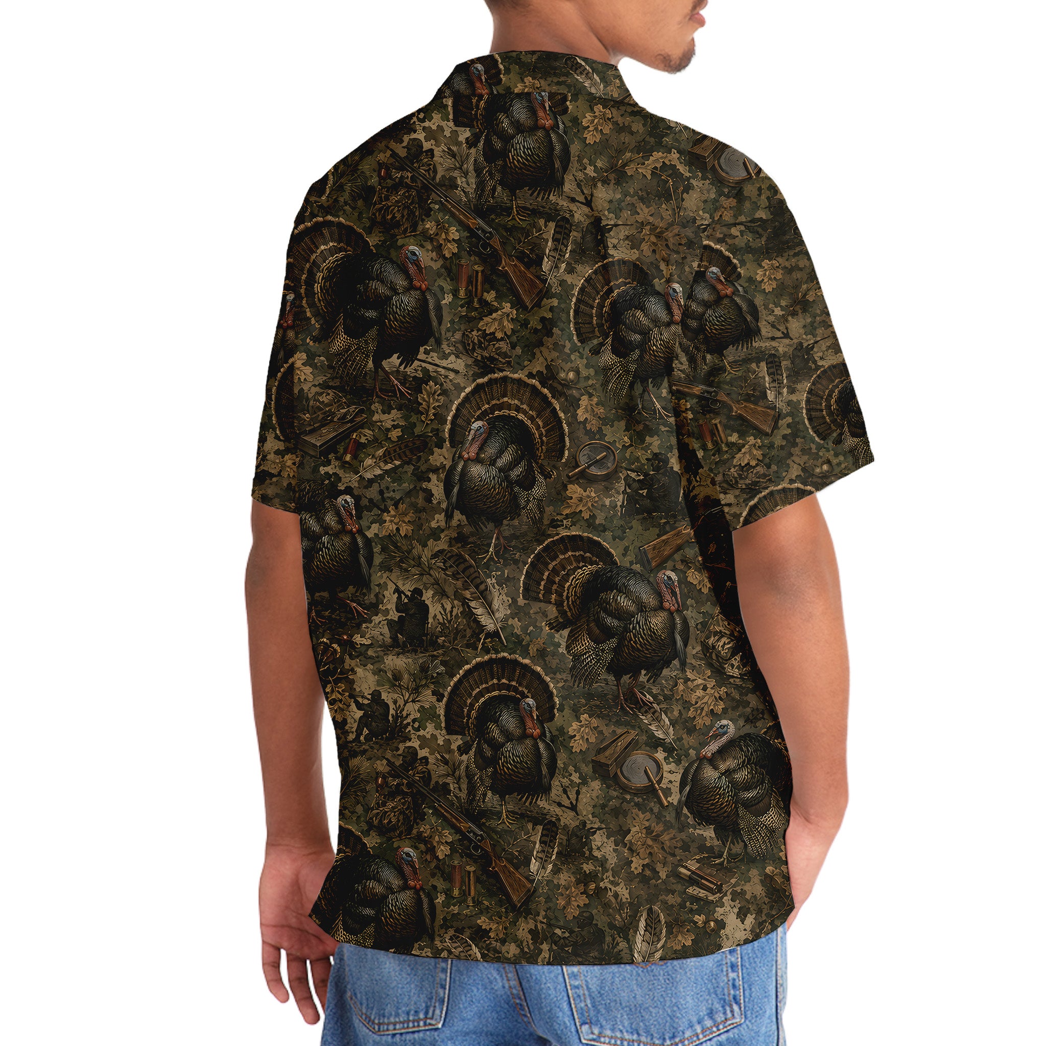Vintage Turkey Hunter Camo Hawaiian Shirt
