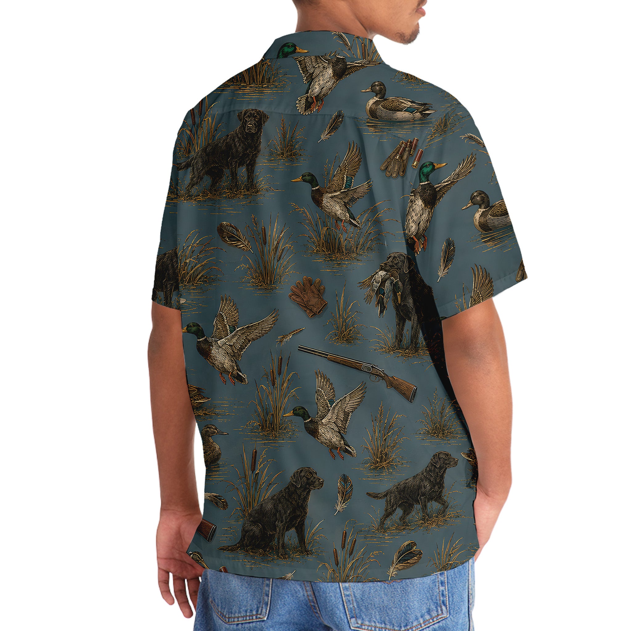 Vintage Slate Duck Hunt Hawaiian Shirt