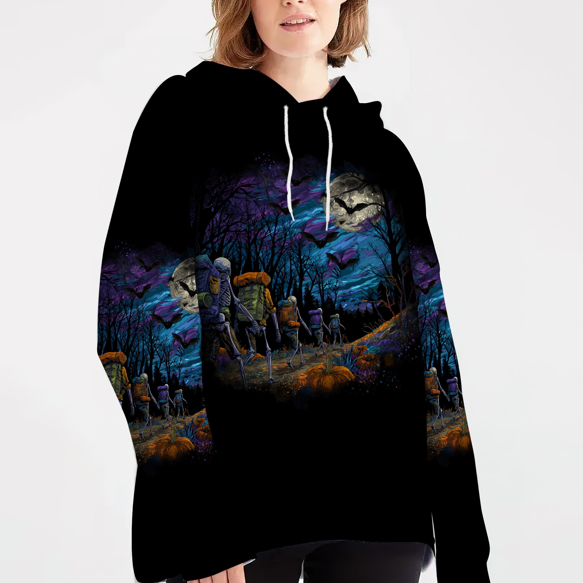 Skeleton Trekking Adventure Night Halloween All Over Print Shirt