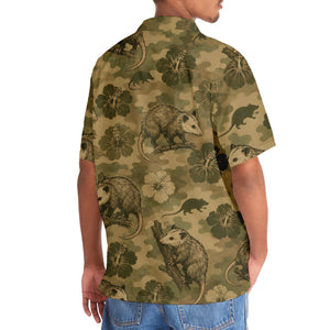Opossum Hibiscus Camouflage Hawaiian Shirt