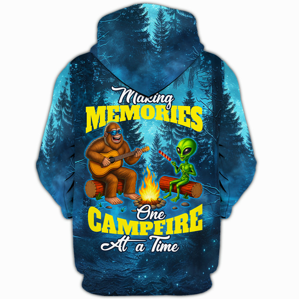 Bigfoot And Alien Making Memories One Campfire At A Time Christmas All Over Print Shirt