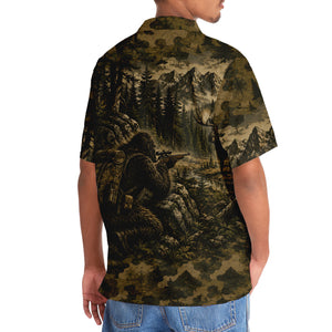 Bigfoot Moose Hunting Camouflage Funny Hawaiian Shirt