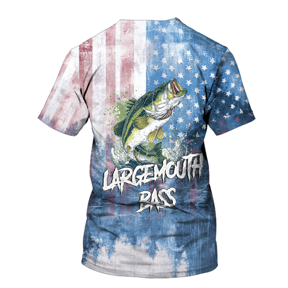 Largemouth Bass American Flag All Over Print Shirt