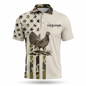 Custom Name Grouse Hunting Camouflage Style Men Polo Shirt