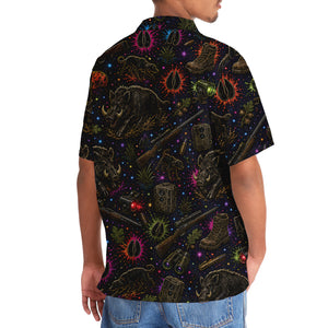 Retro Wild Hog Hunting Colorful Hawaiian Shirt