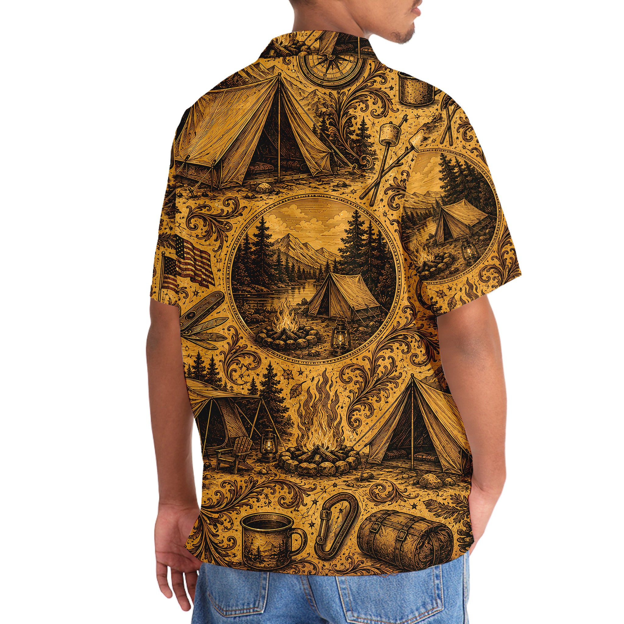 Tent Camping Vintage Legend Art Hawaiian Shirt
