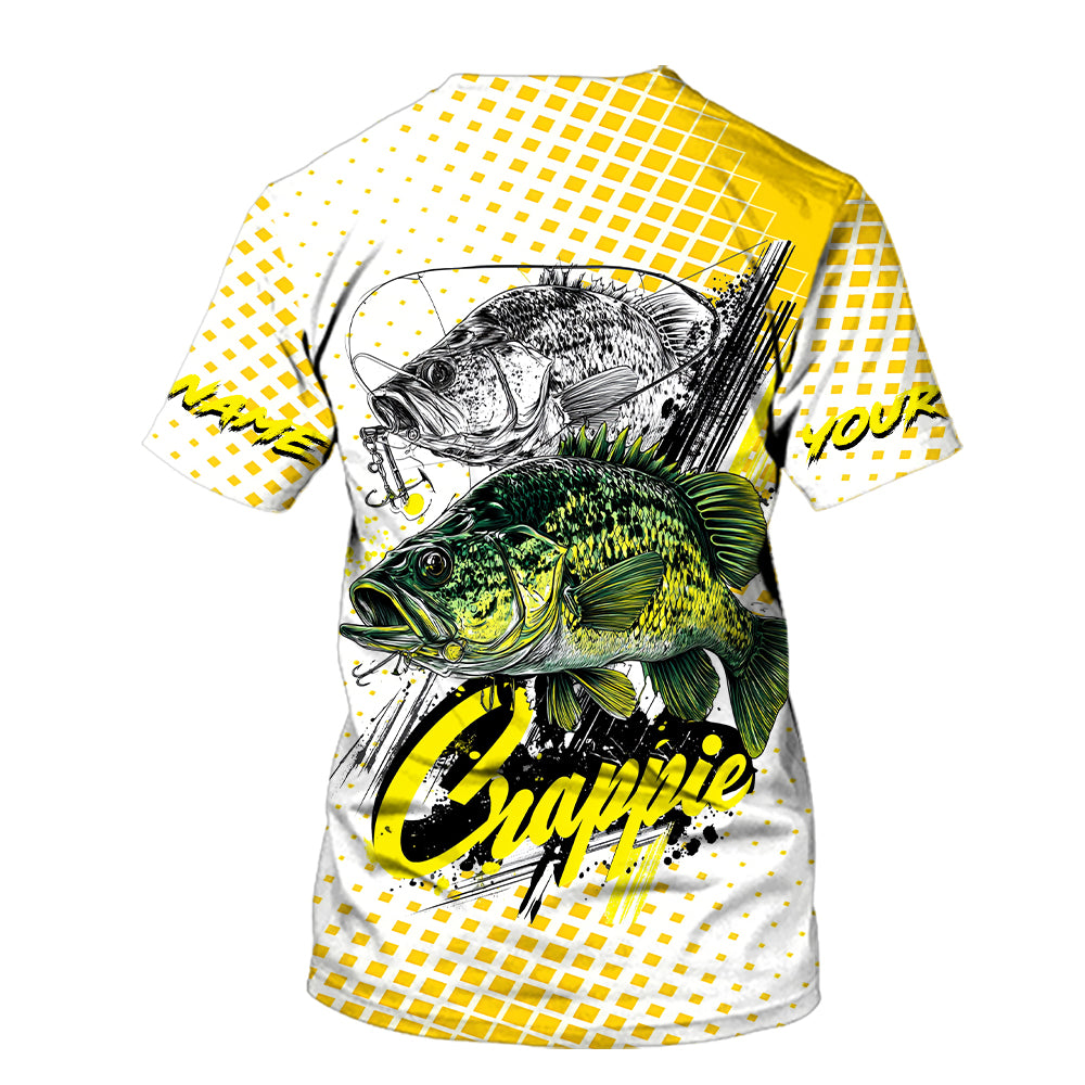 Custom Name Crappie Fish Yellow All Over Print Shirt