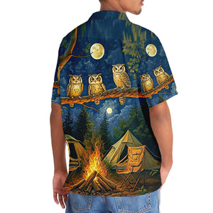 Campfire Night With Owls Art Hawaiian Shirt