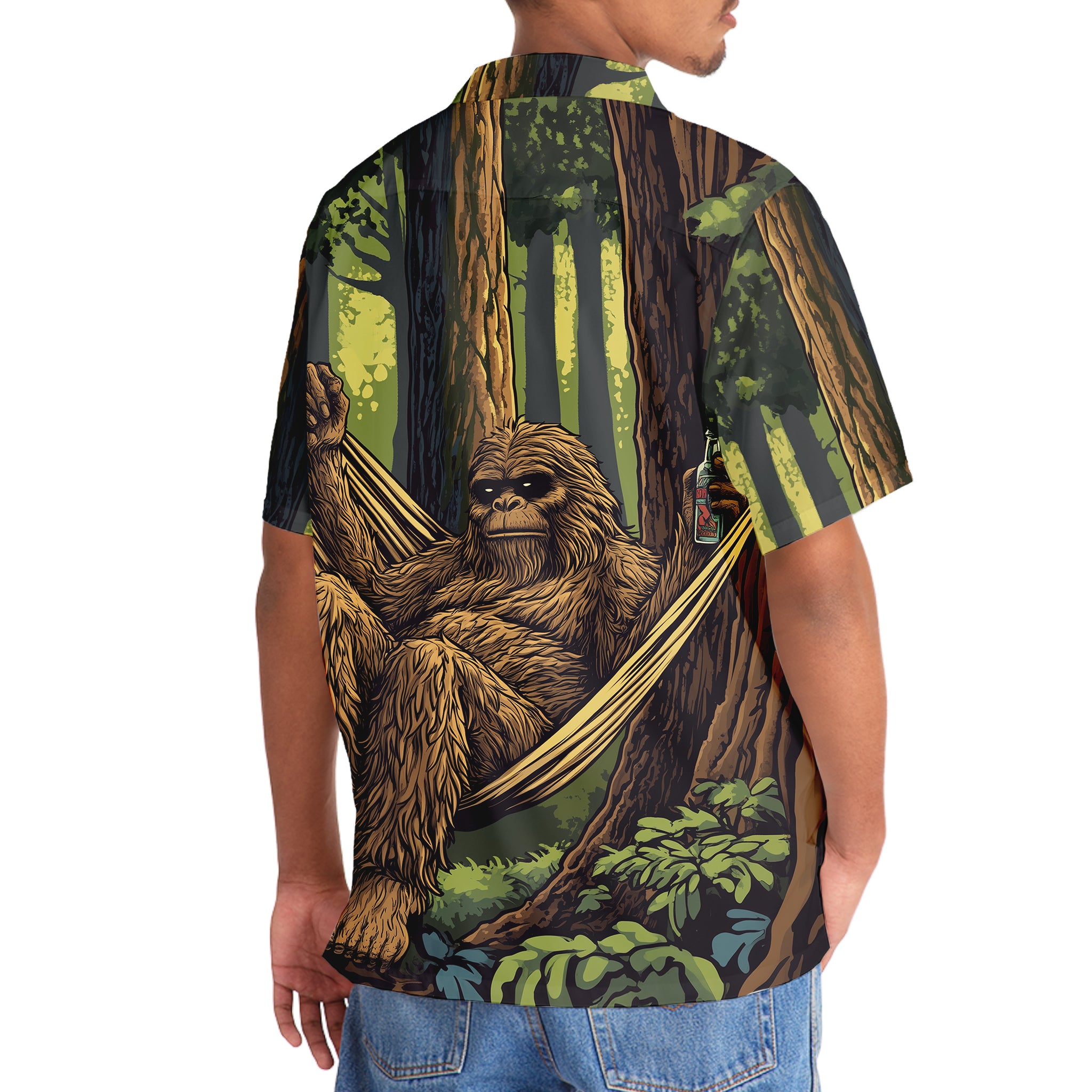 Bigfoot Lounging In A Hammock Hawaiian Shirt