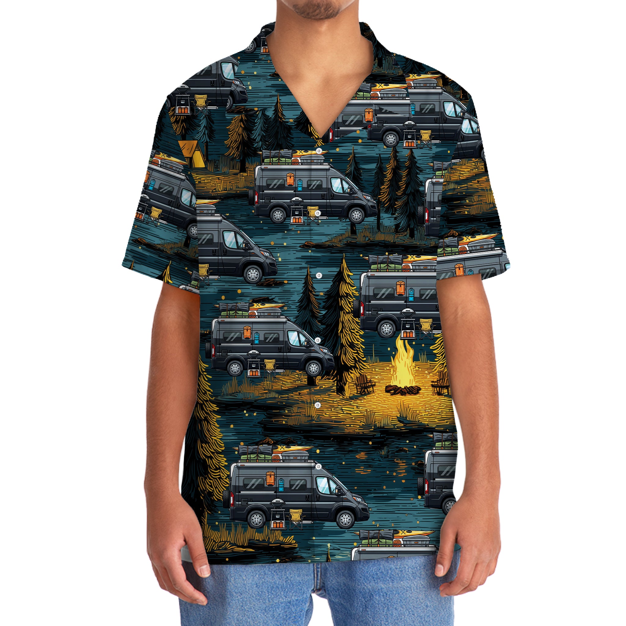 Vintage Conversion Van Camping Hawaiian Shirt