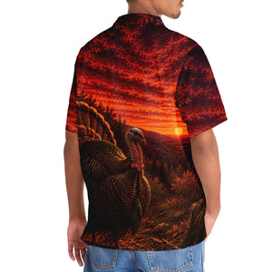 Turkey Hunting Burnt Sky Hawaiian Shirt