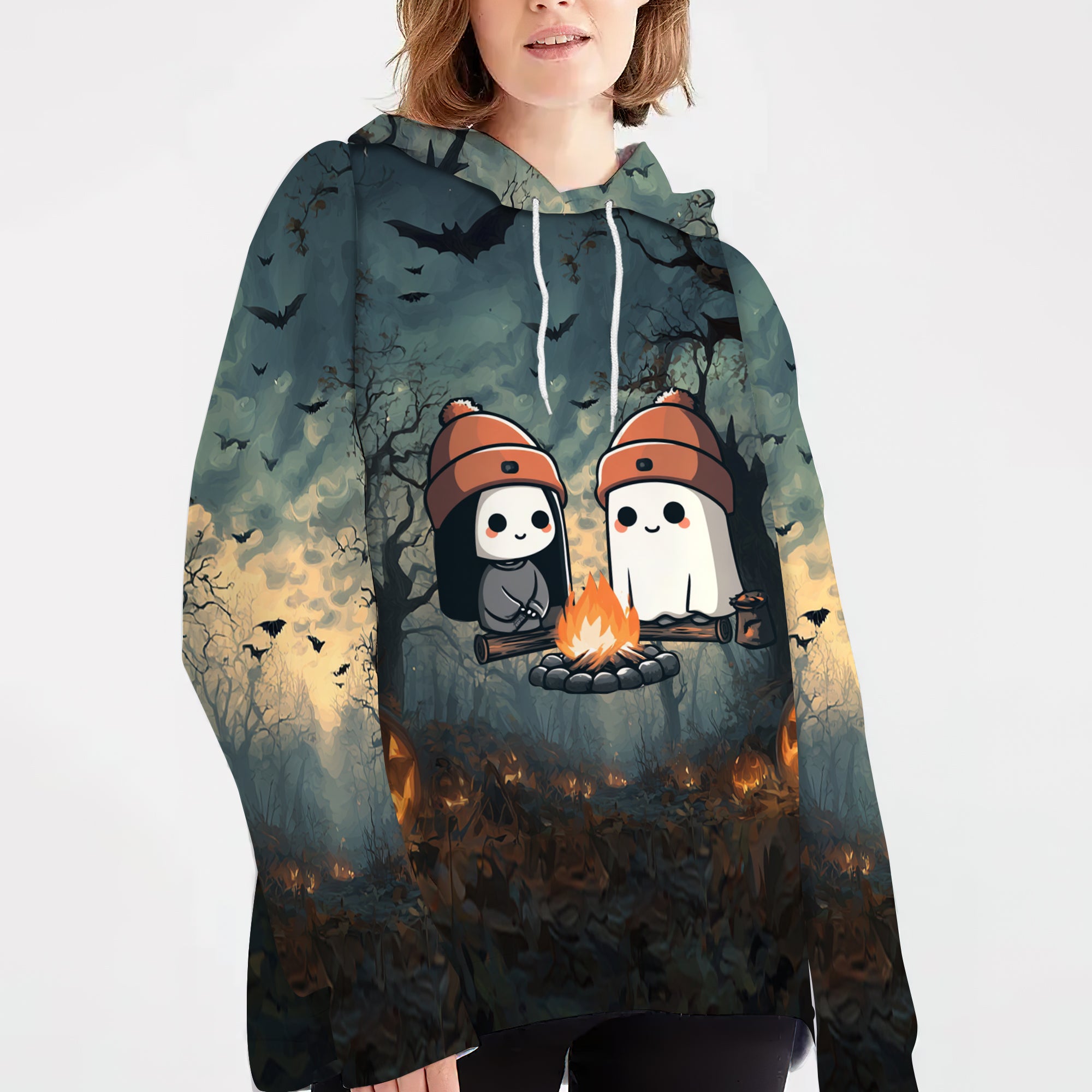 Cute Ghost Camping Crew All Over Print Shirt