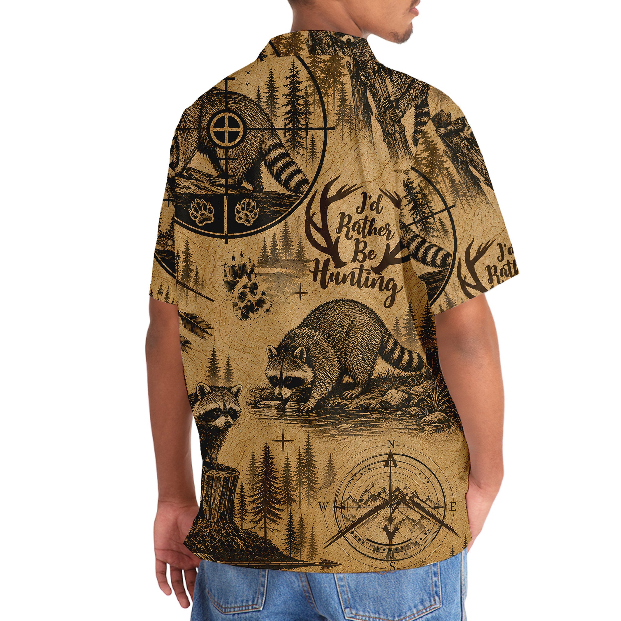 Raccoon I'd Rather be Hunting Hawaiian Shirt